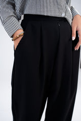 Zip Linen Pants - Black