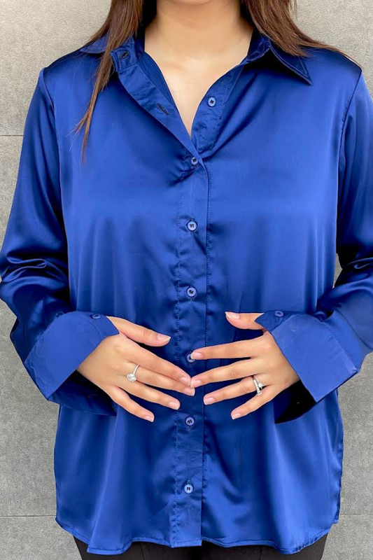 Royal Blue Silk Shirt