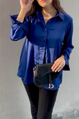 Royal Blue Silk Shirt