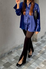 Royal Blue Silk Shirt