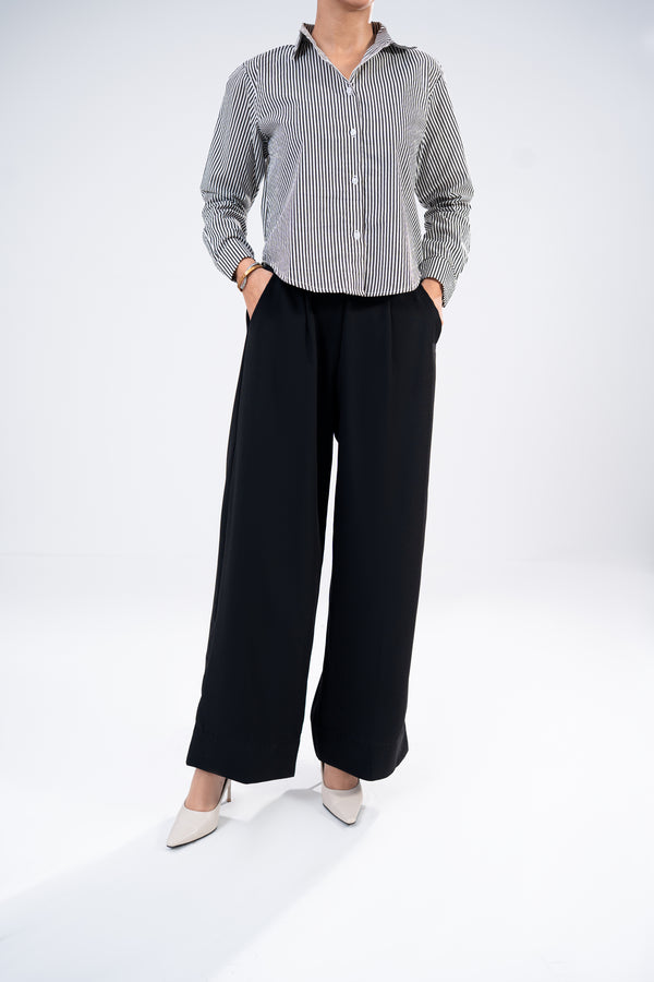 Zip Linen Pants - Black