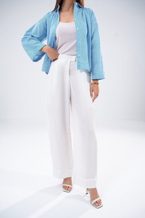 Zip Linen Pants - White