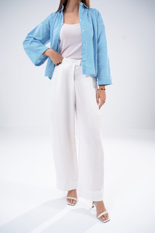 Zip Linen Pants - White